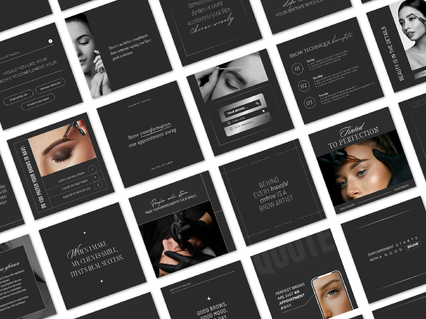 300 Eyebrow Technician Templates for Social Media