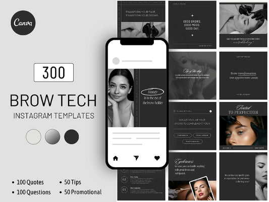 300 Eyebrow Technician Templates for Social Media