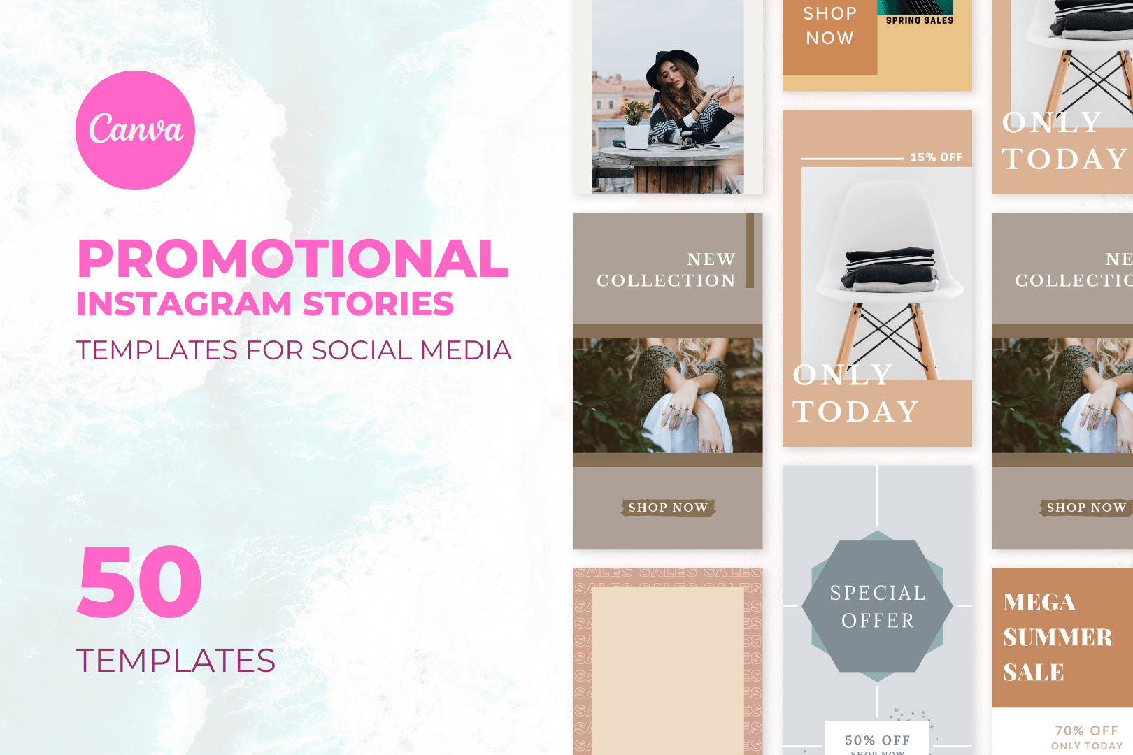 50 Sales + Promotion Templates For Stories - Social Media Calendar