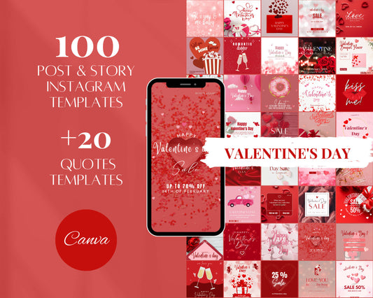 120 Valentines Day Red Instagram Social Media Templates