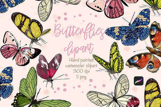 Butterflies clipart watercolor