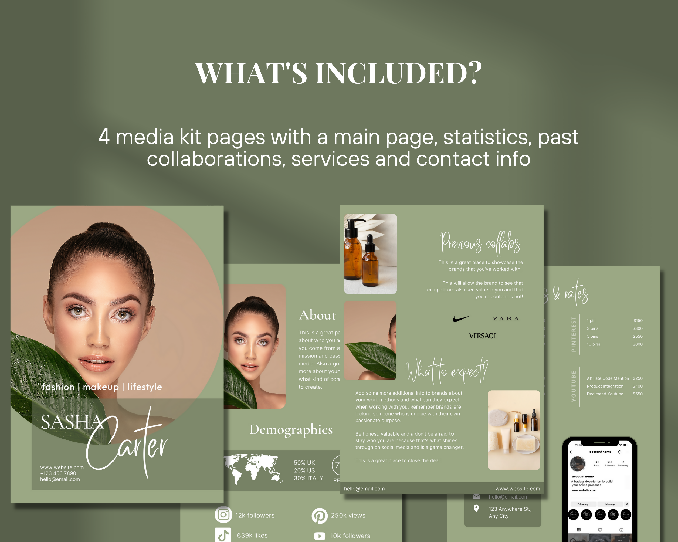 2 Page Influencer Kit Social Media Template Instagram 