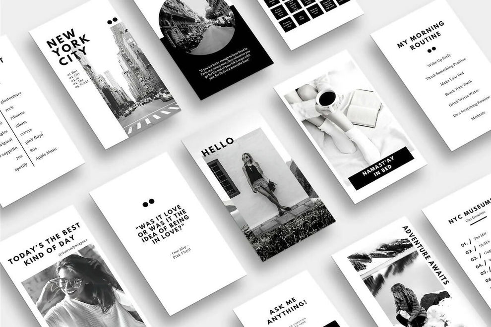 Blackandwhite Instagram Story Template Social Media Calendar 1296