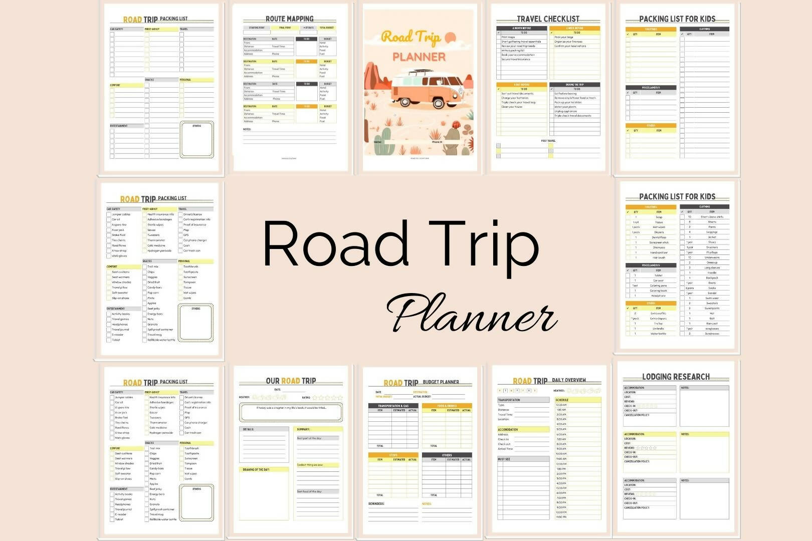 Road Trip Checklist, FREE printable Car Trip Planner!