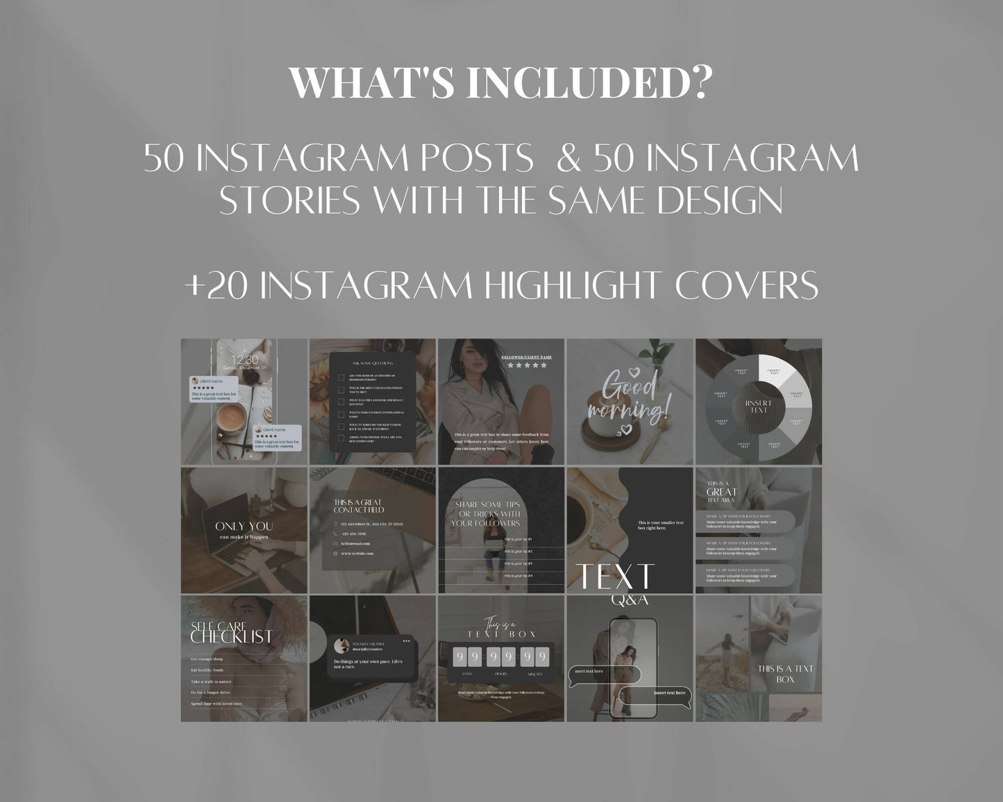 130 Moody Grey Instagram Templates for Social Media